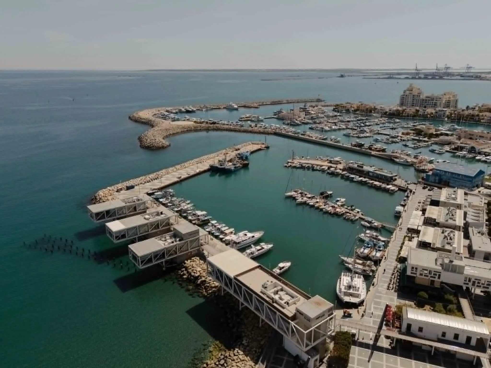 Aerial view of Limassol Marina and the Mediterranean coastline